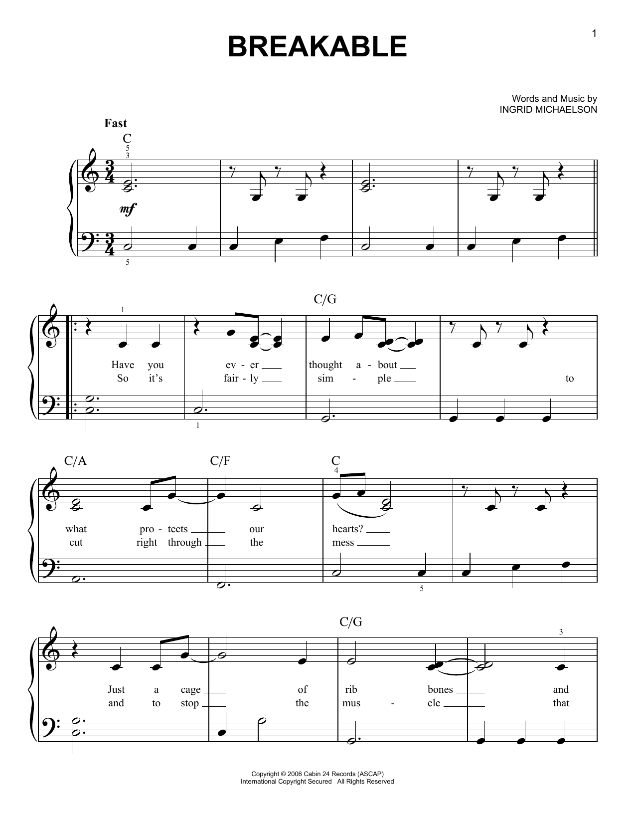 Produktgalerie: Seite 1 von 1 Breakable, Ingrid Michaelson, Klavier
