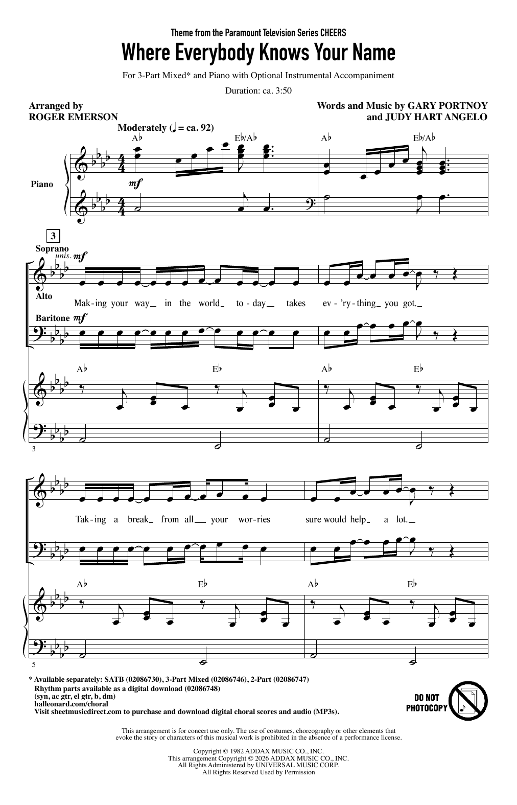 Produktgalerie: Seite 1 von 1 Where Everybody Knows Your Name (arr. Roger Emerson), Gary Portnoy, Chor