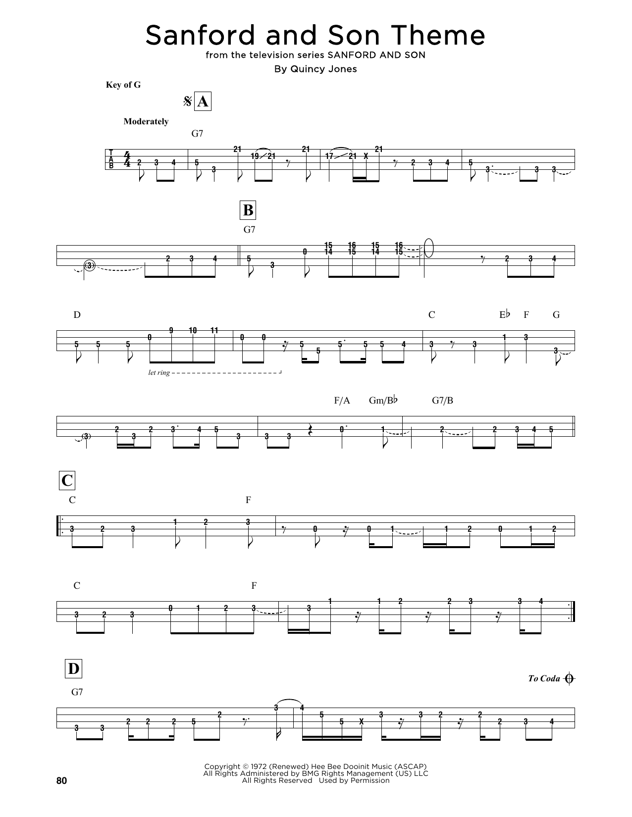 Produktgalerie: Seite 1 von 1 Sanford And Son Theme, Quincy Jones, E-Bass, Gitarre