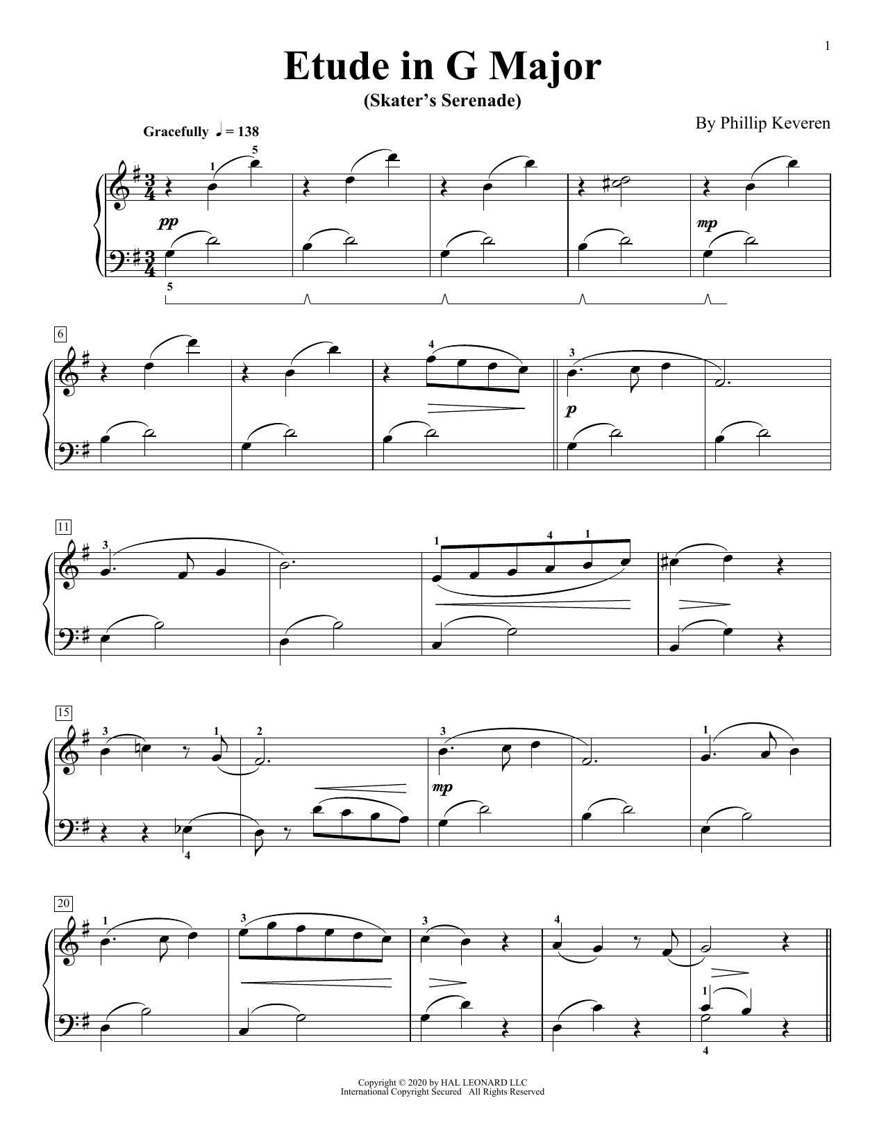 Product gallery: Page 1 of 1 Etude In G Major (Skater's Serenade), Phillip Keveren