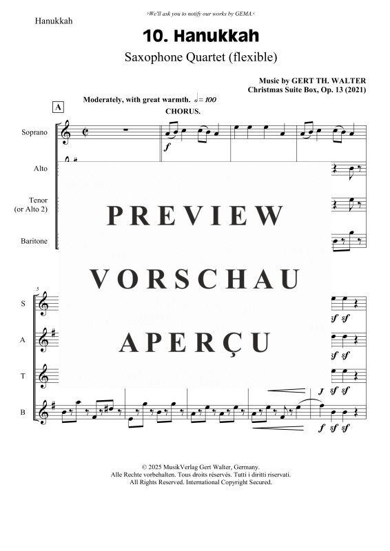 gallery: Hanukkah, , Saxophon Quartett SAT(A)B