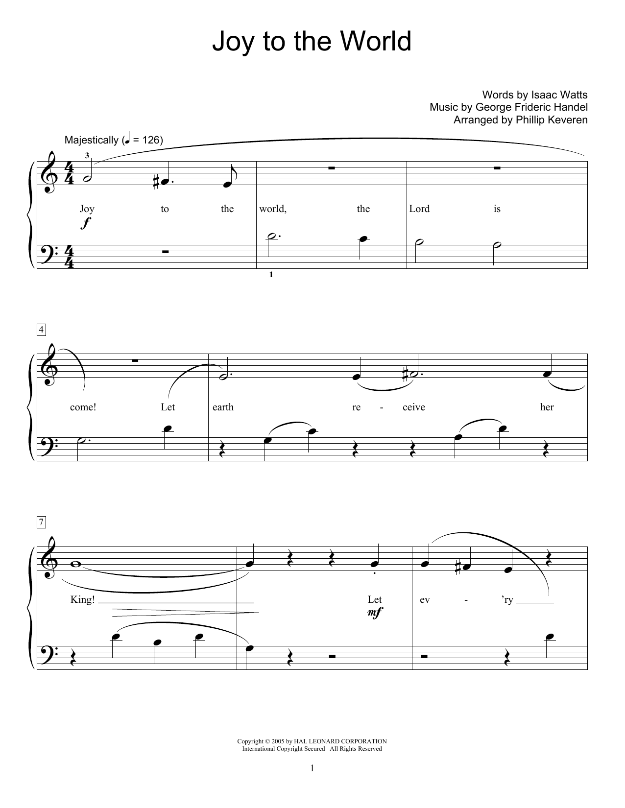 Product gallery: Page 1 of 1 Joy To The World, George Frideric Handel