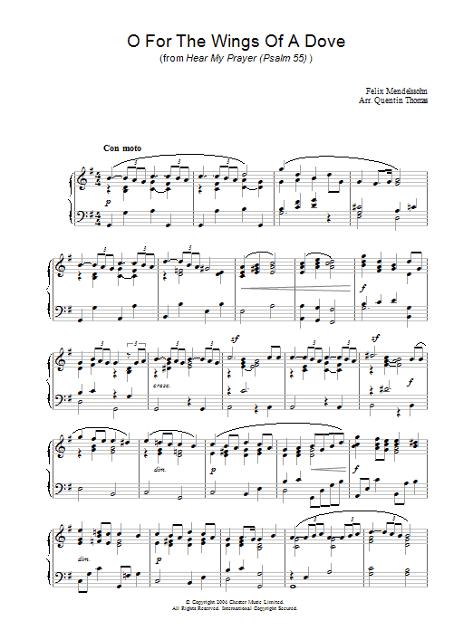 Product gallery: Page 1 of 1 O For The Wings Of A Dove, Felix Mendelssohn