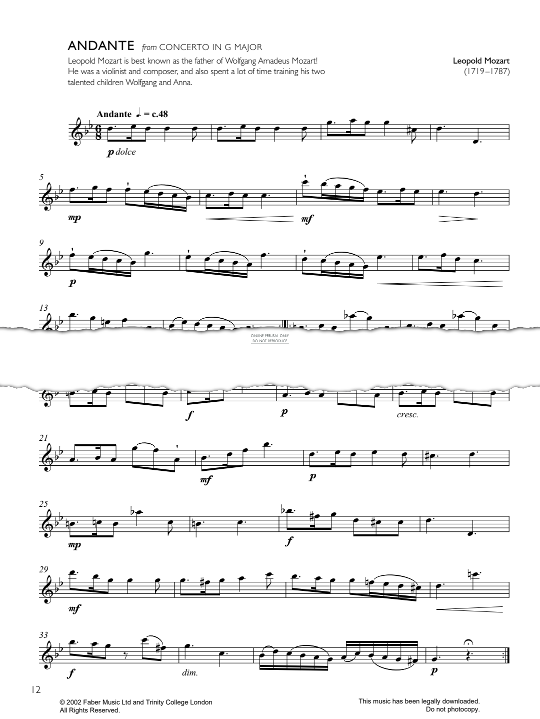 Product gallery: Page 1 of 1 Andante, Leopold Mozart