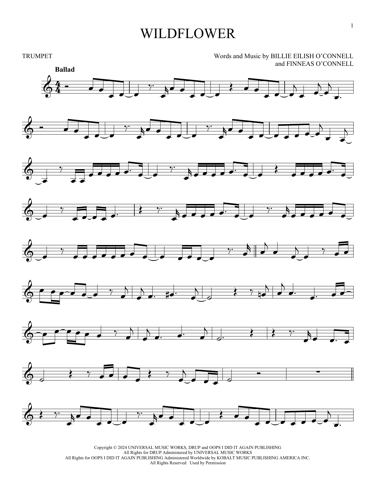 Produktgalerie: Seite 1 von 1 Wildflower, Billie Eilish, Trompete