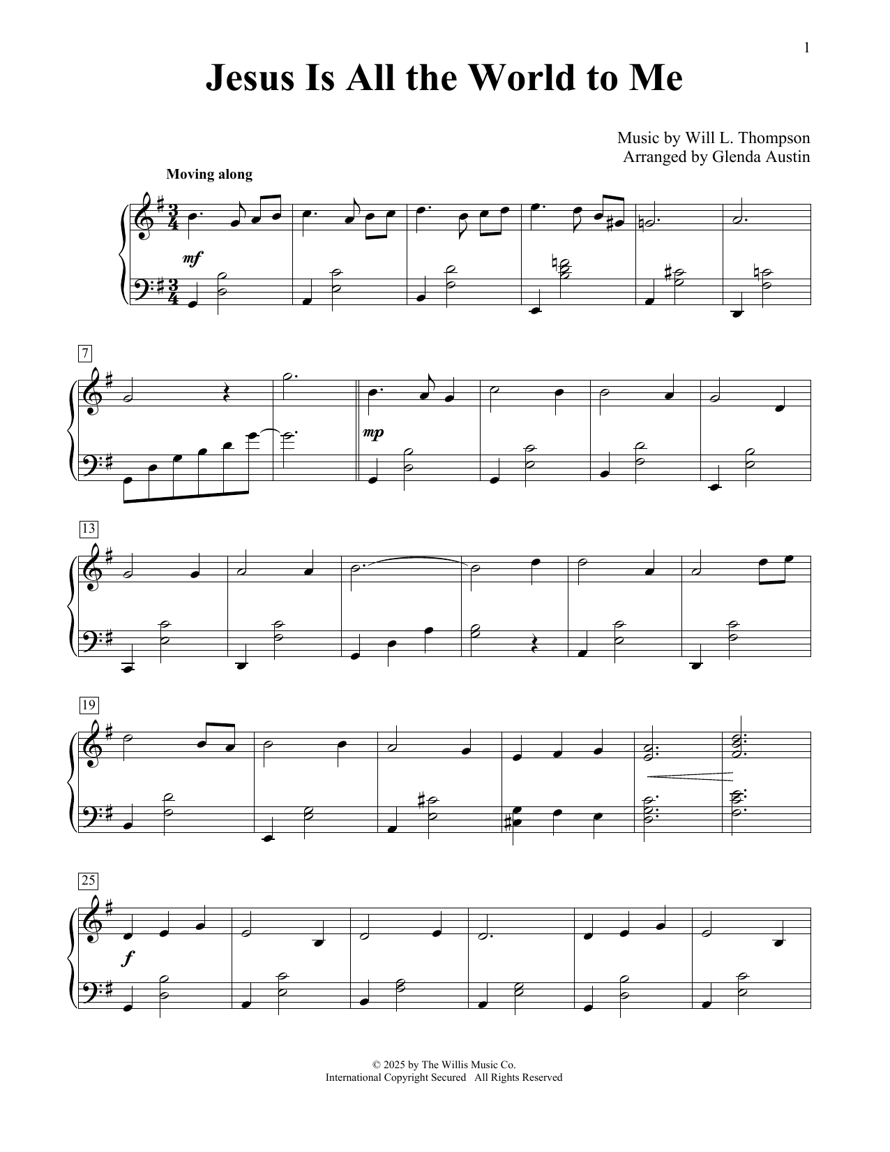 Product picture to: Jesus Is All The World To Me (arr. Glenda Austin)
