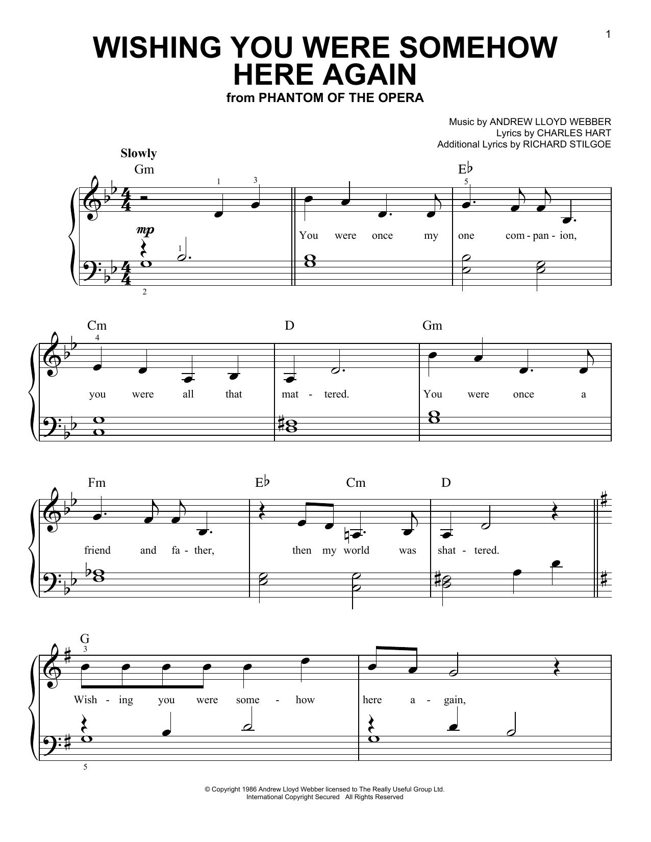 Product picture to: Wishing You Were Somehow Here Again (from The Phantom Of The Opera)