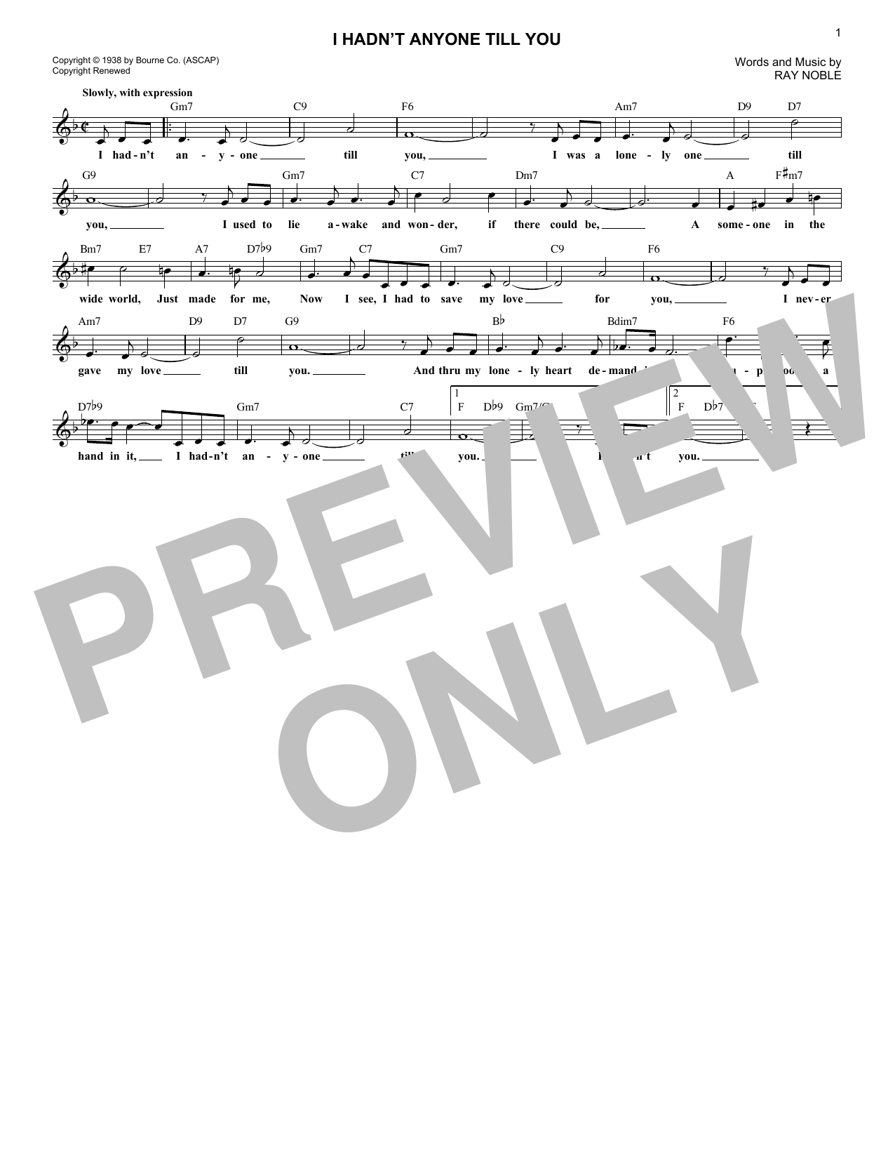 Product gallery: Page 1 of 1 I Hadn't Anyone Till You, Ray Noble