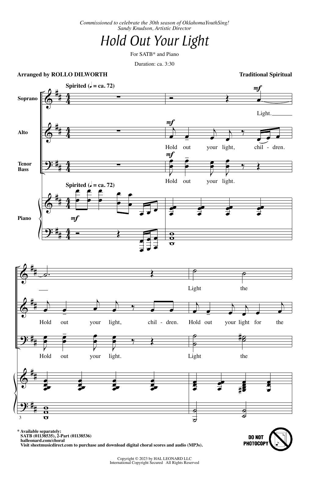 Product picture to: Hold Out Your Light (arr. Rollo Dilworth)