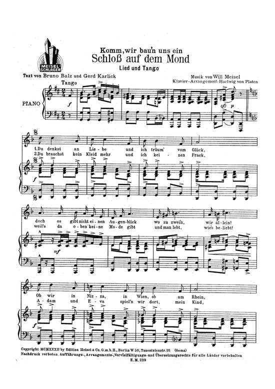 Produktbild zu: Komm wir baun uns ein Schloss auf dem MondLied und Tango