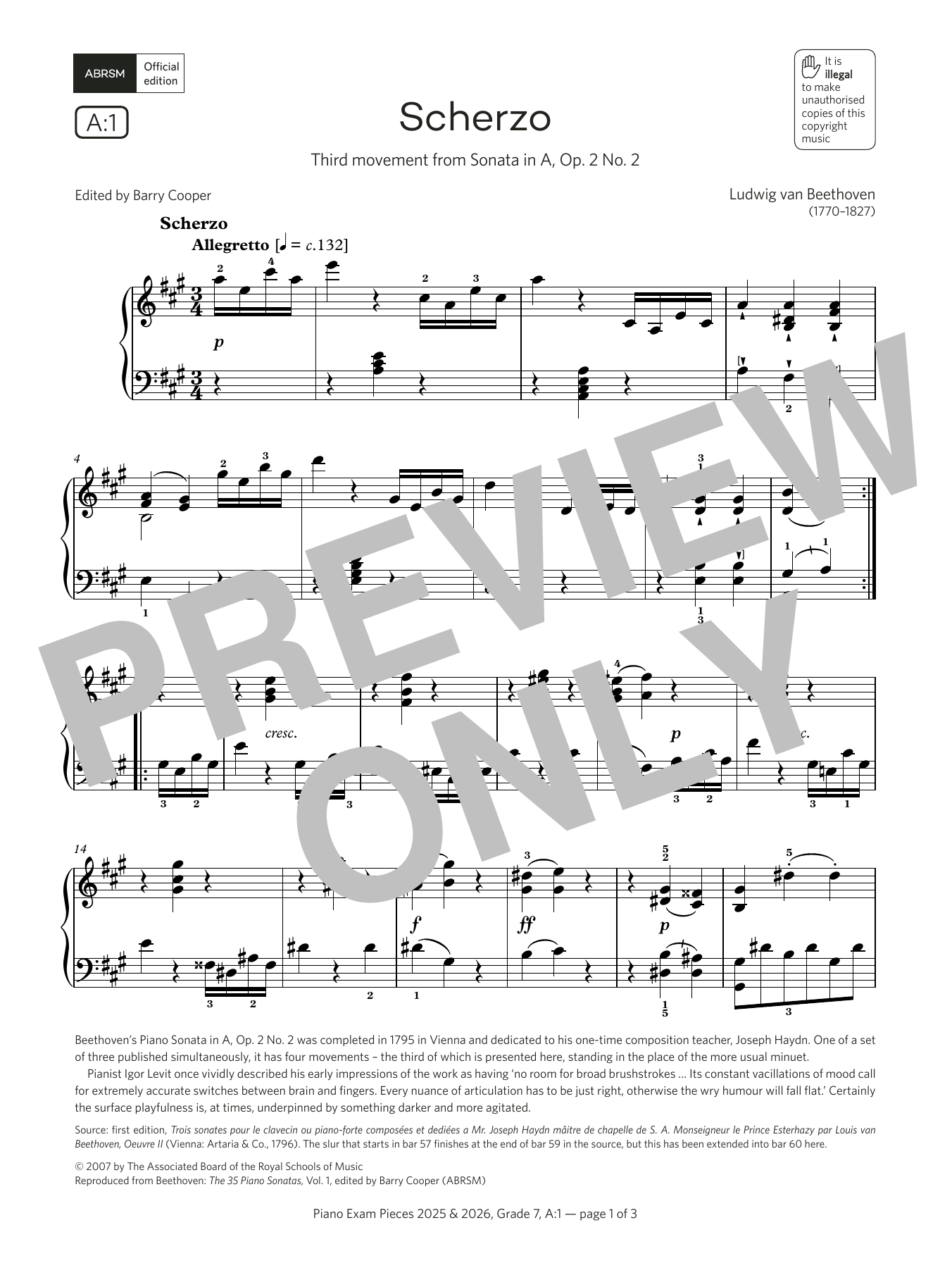 Product picture to: Scherzo (Grade 7, list A1, from the ABRSM Piano Syllabus 2025 & 2026)