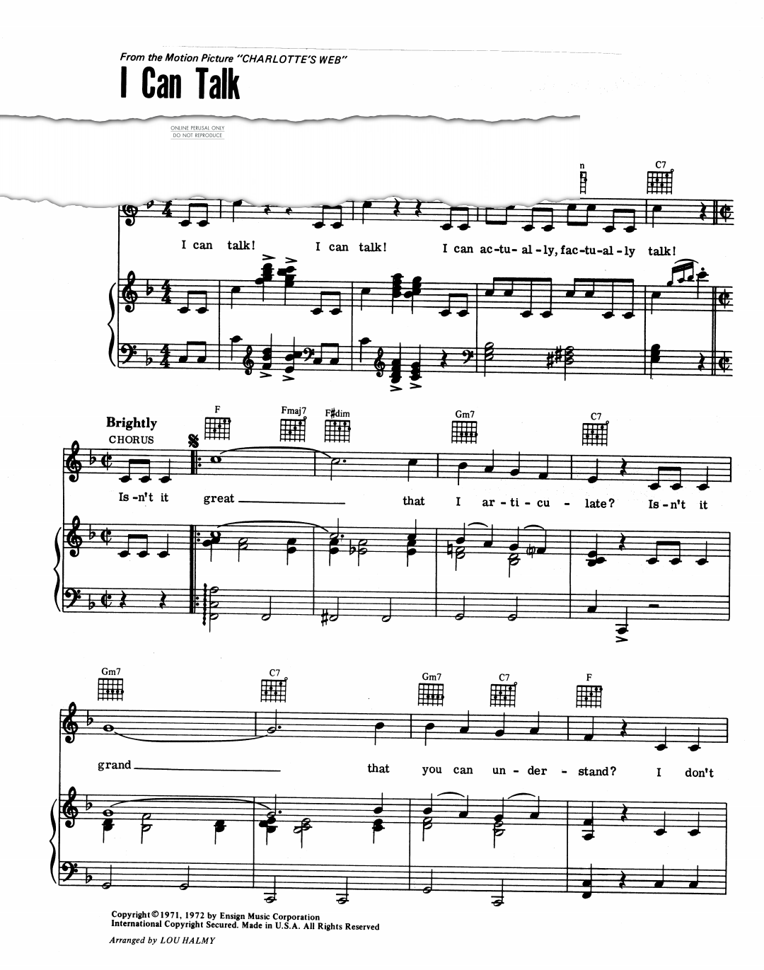 Product gallery: Page 1 of 1 I Can Talk (from 'Charlotte's Web'), Richard M. Sherman