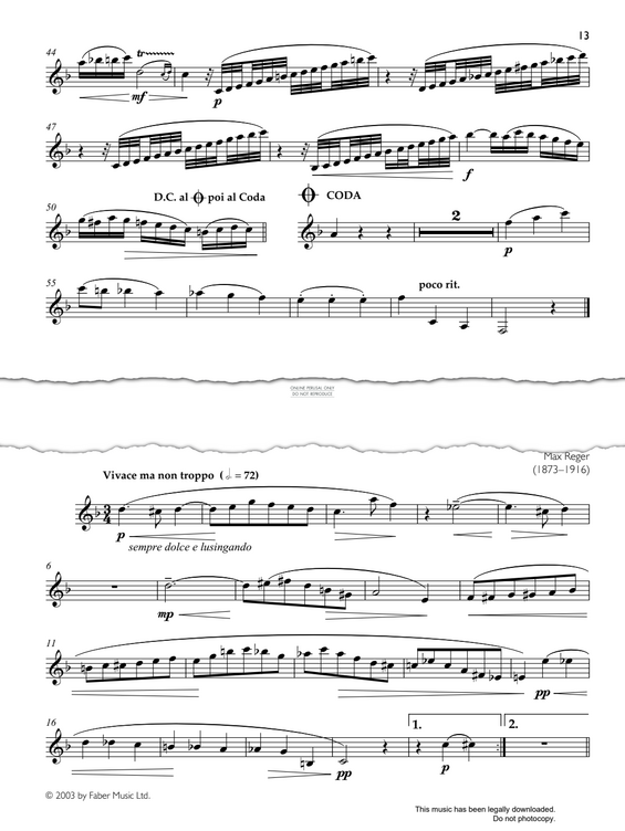 Product gallery: Page 1 of 1 Vivace ma non troppo (from Sonata Op.49 No.1 in Ab), Max Reger