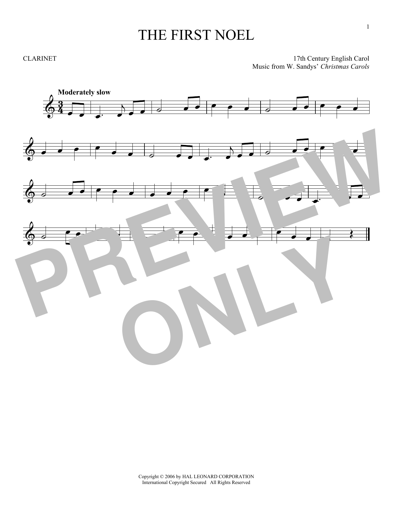 Product gallery: Page 1 of 1 The First Noel, W. Sandys' Christmas Carols