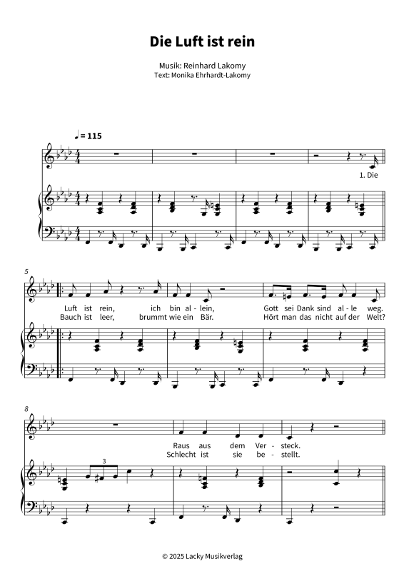 Produktgalerie: Seite 1 von 6 Die Luft ist rein, , Gesang und Klavier