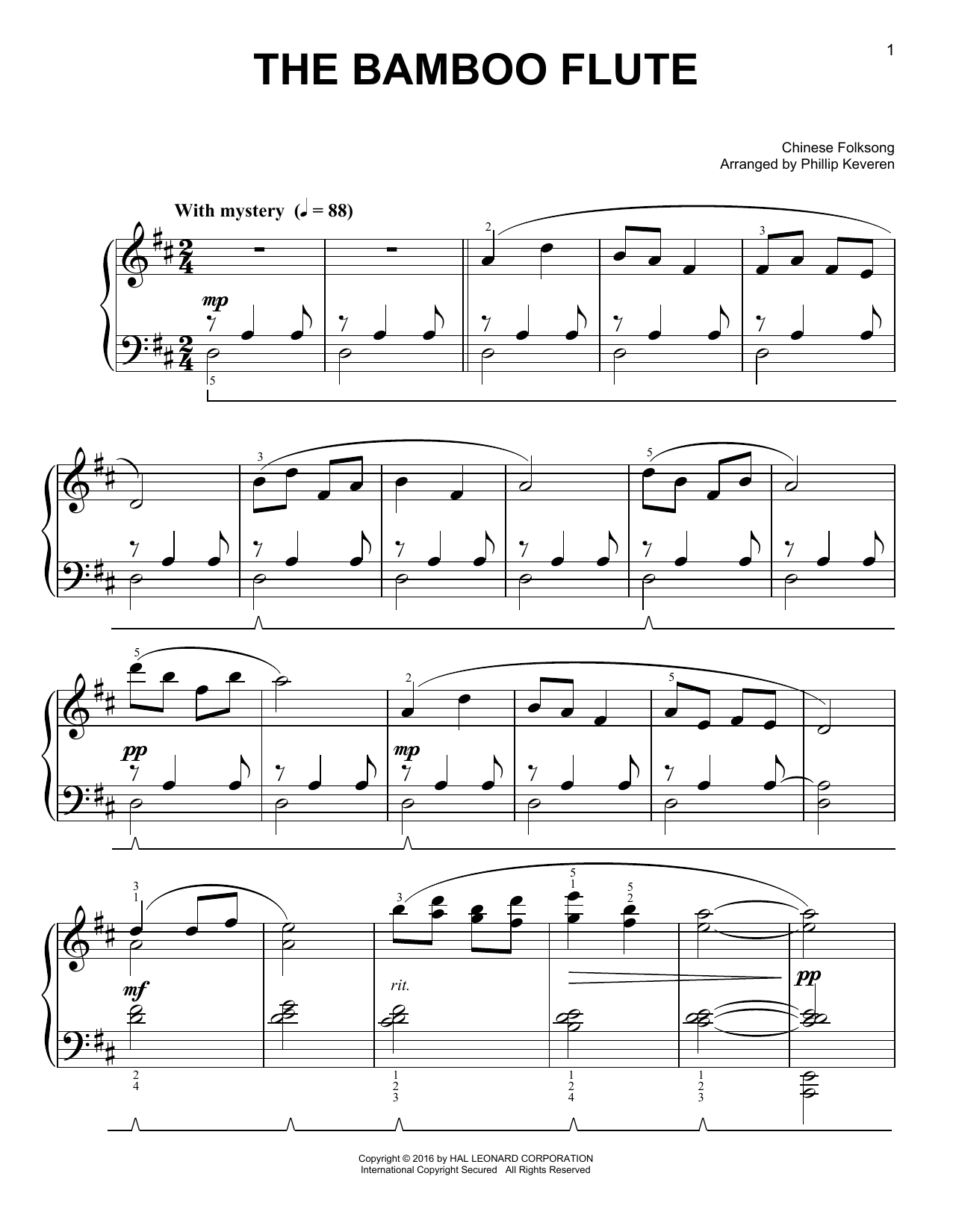 Produktgalerie: Seite 1 von 1 The Bamboo Flute, Chinese Folksong, Klavier