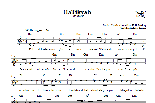 Produktgalerie: Seite 1 von 1 HaTikvah (The Hope), Naftali H. Imber, Melodieinstrument