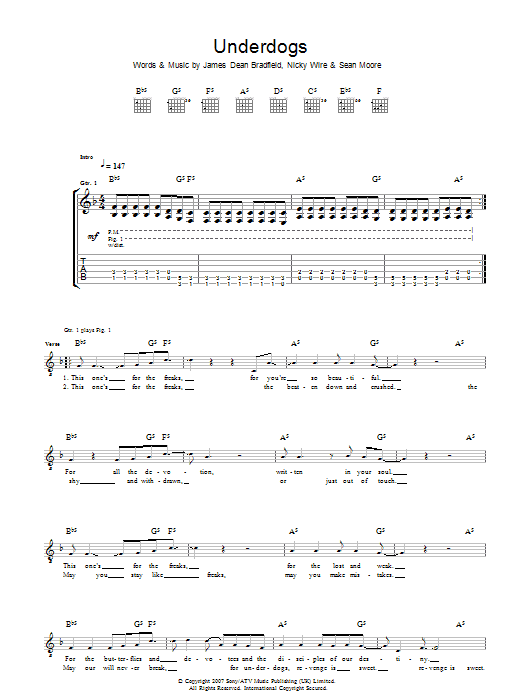 Produktgalerie: Seite 1 von 1 Underdogs, Manic Street Preachers, Gitarre