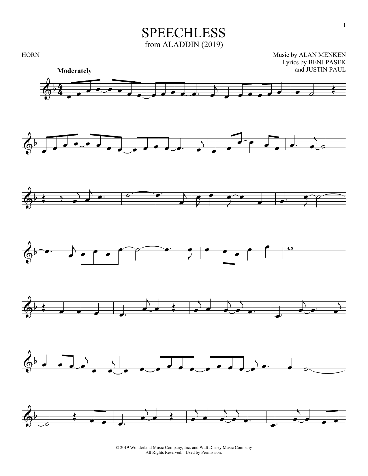 Produktgalerie: Seite 1 von 1 Speechless (from Aladdin) (2019), Naomi Scott, Horn