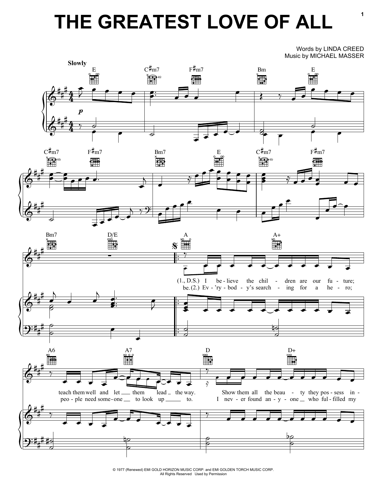 Produktgalerie: Seite 1 von 1 The Greatest Love Of All, Michael Masser, Gesang, Gitarre, Klavier