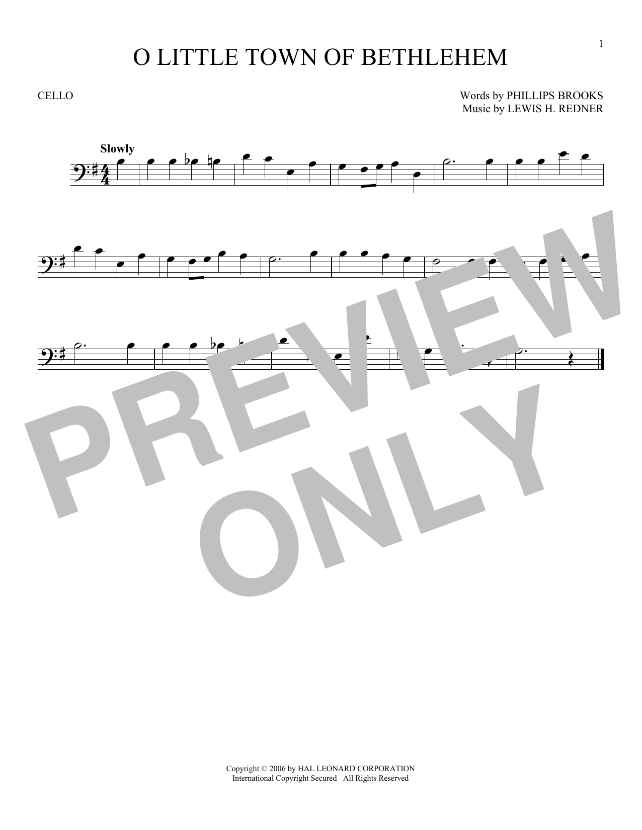 Produktgalerie: Seite 1 von 1 O Little Town Of Bethlehem, Phillips Brooks, Violoncello