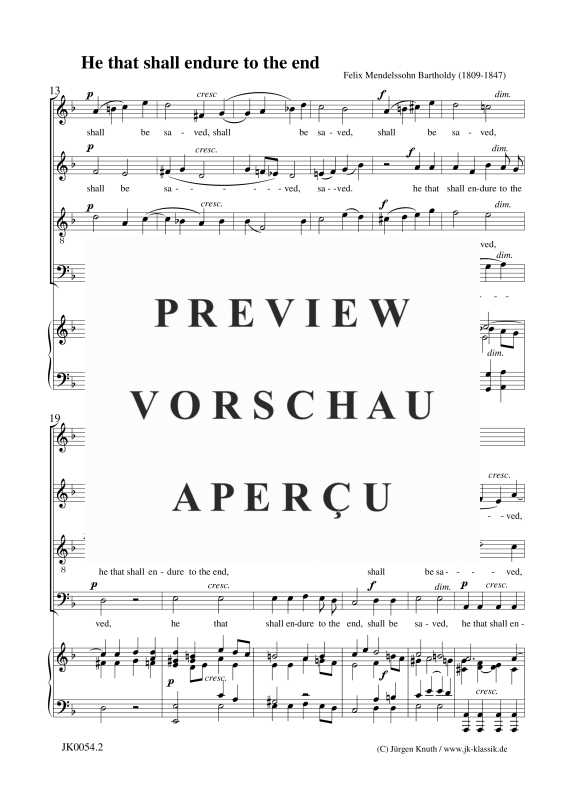 gallery: He that shall endure to the end, , Gemischter Chor + Orgel/Klavier