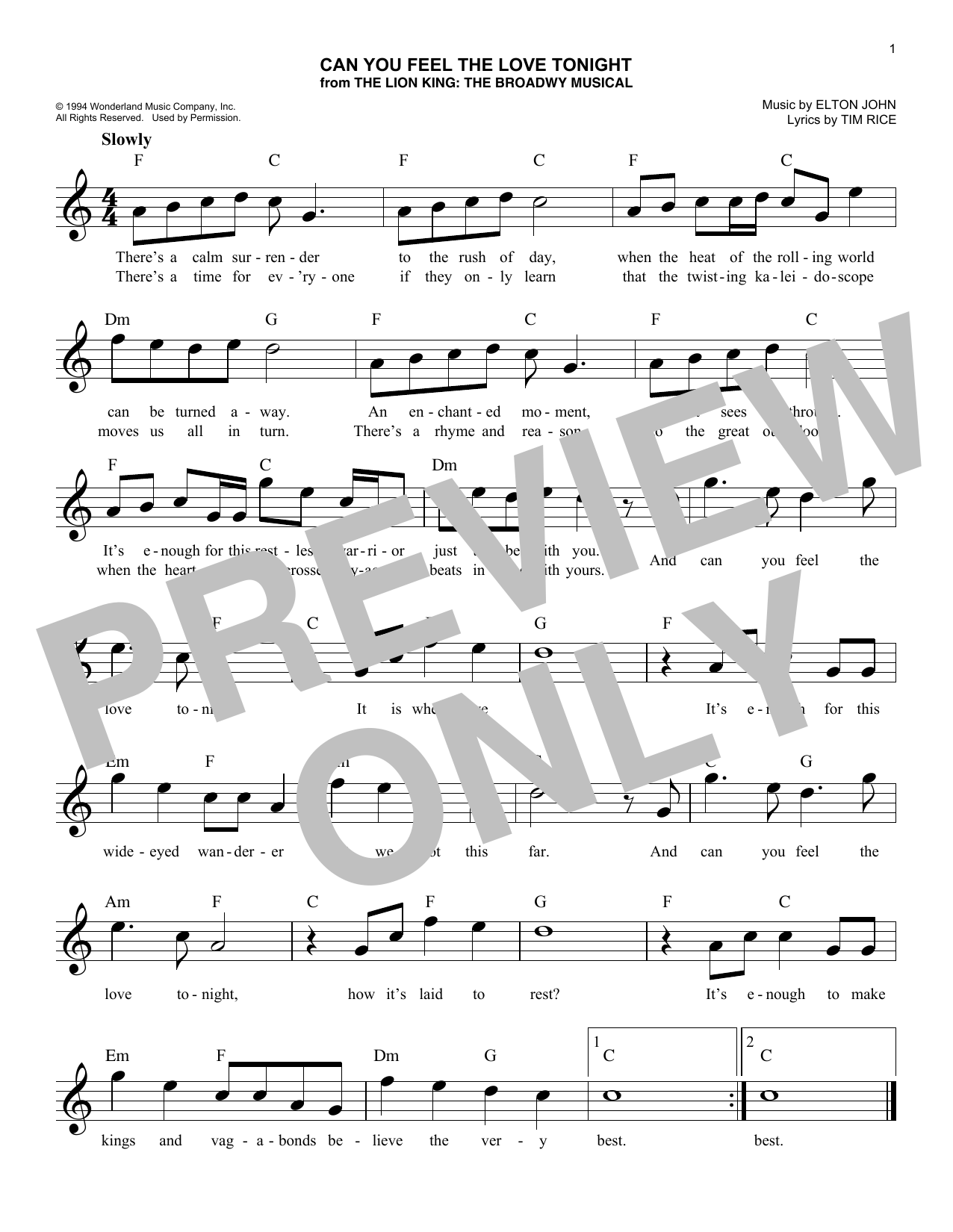 Product picture to: Can You Feel The Love Tonight (from The Lion King)