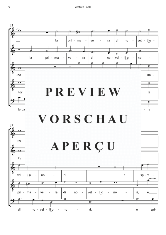 gallery: Vestiva i colli - Ein meisterhaftes Madrigal der Renaissance, , Gemischter Chor/Ensemble 5-stimmig CATQB