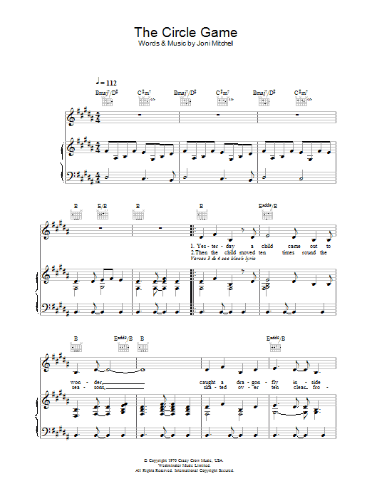 Produktgalerie: Seite 1 von 1 The Circle Game, Joni Mitchell, Gesang, Gitarre, Klavier