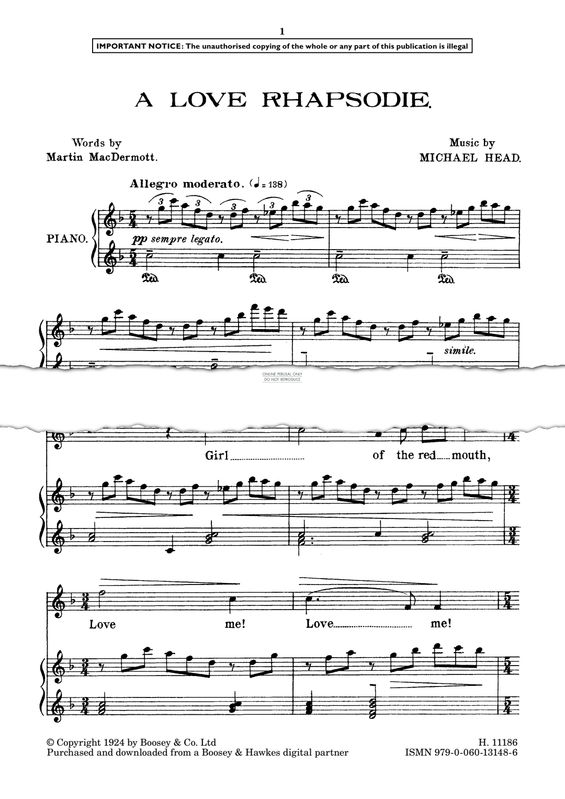 Produktgalerie: Seite 1 von 1 A Love Rhapsodie, Michael Head, Gesang, Klavier