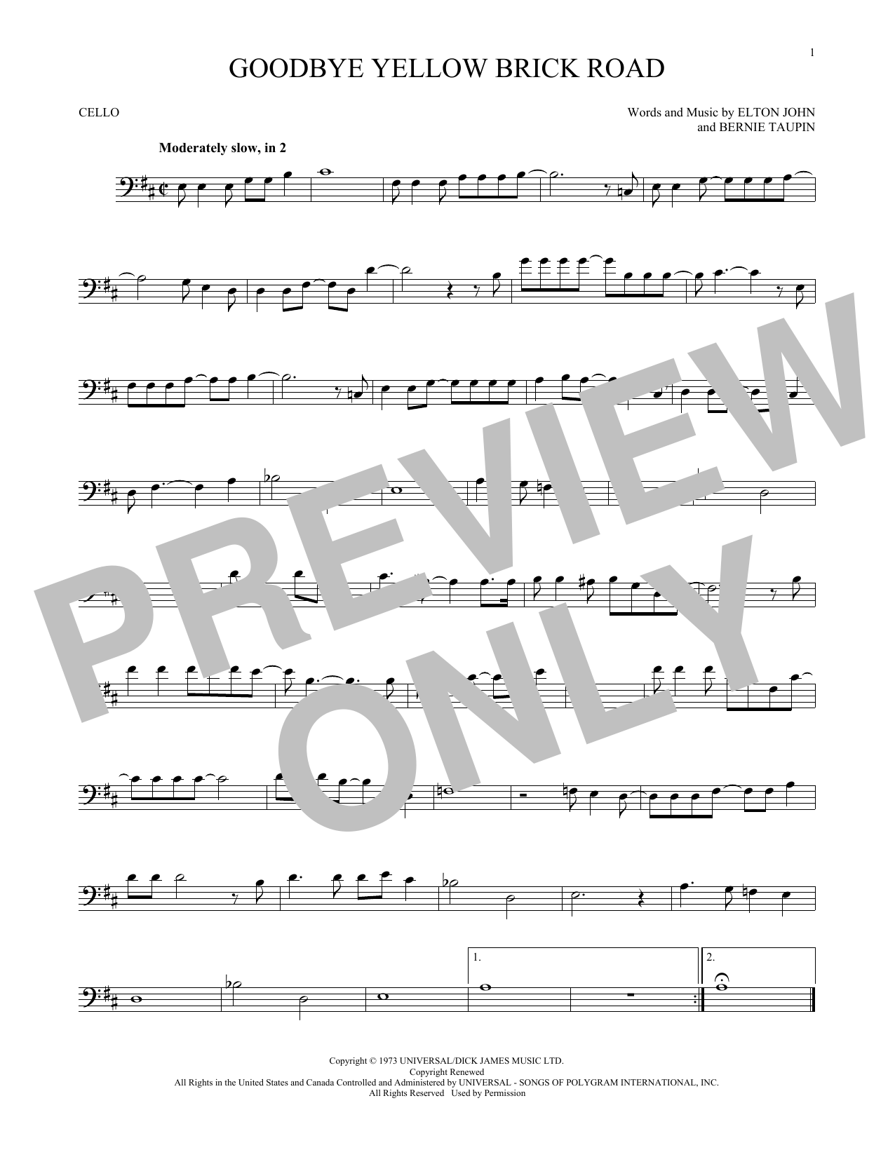 Produktgalerie: Seite 1 von 1 Goodbye Yellow Brick Road, Elton John, Violoncello