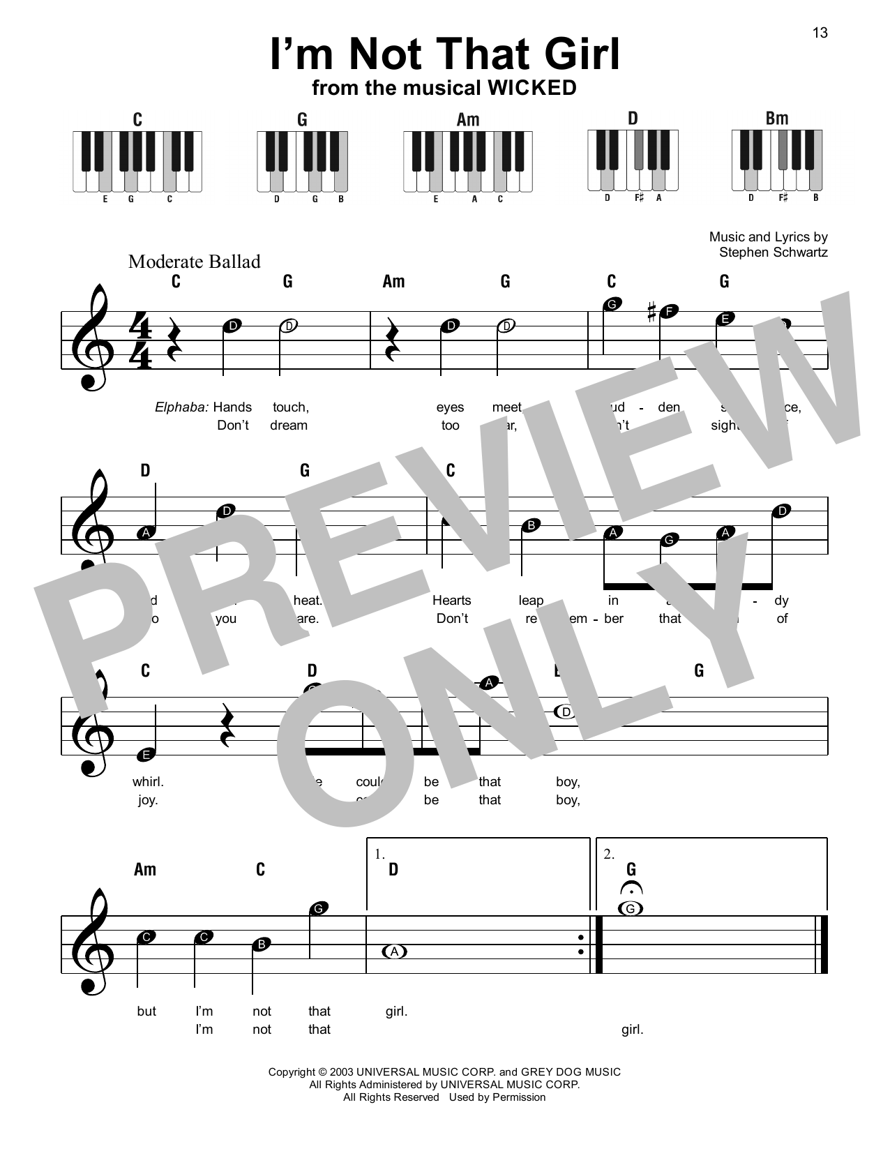 Product picture to:  I'm Not That Girl (from Wicked) - Stephen Schwartz