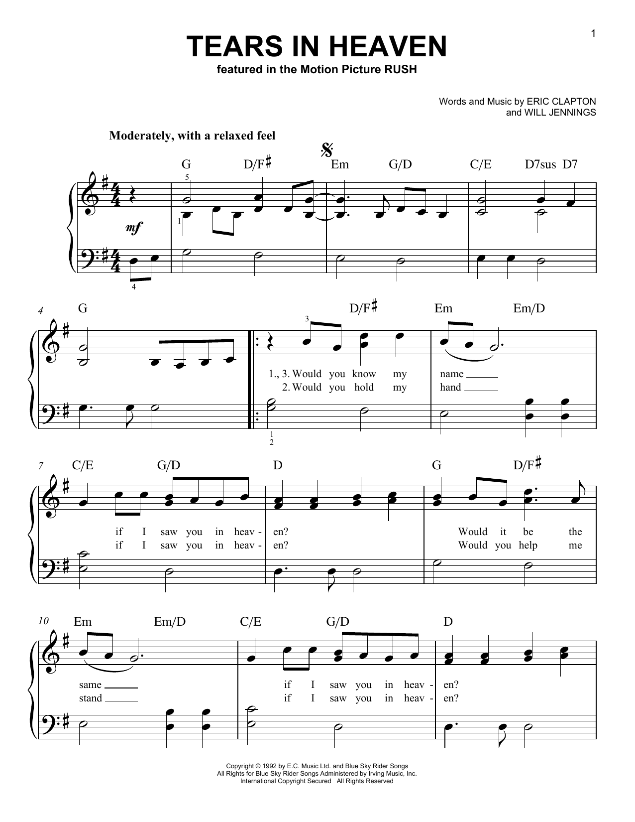 Product gallery: Page 1 of 1 Tears In Heaven, Eric Clapton