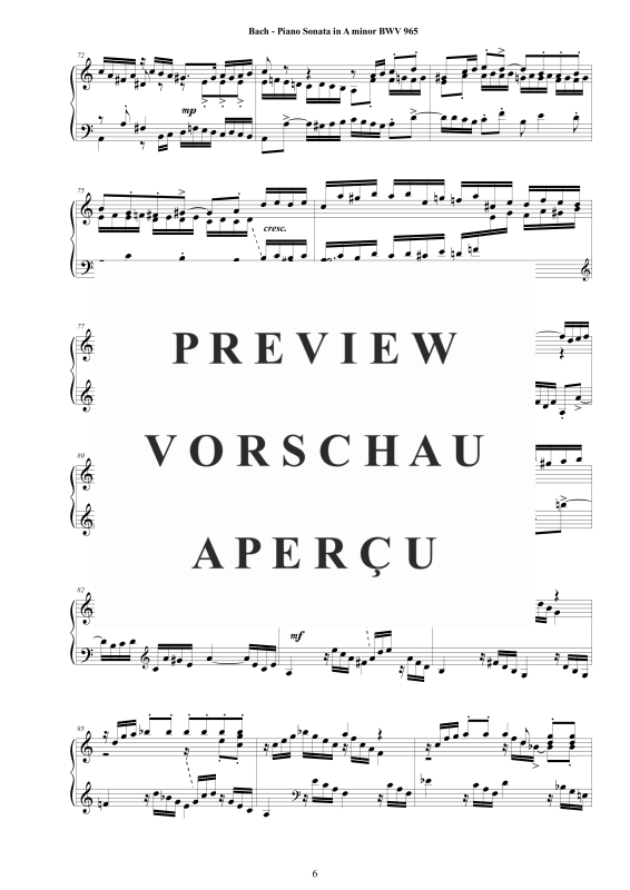 Produktgalerie: Seite 7 von 11 Klavier Sonate in A-Moll BWV 965 - nach Johann Adam Reincken, , Klavier Solo
