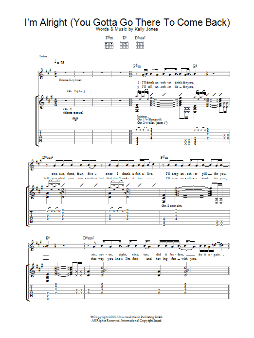 Product gallery: Page 1 of 1 I'm Alright (You Gotta Go There To Come Back), Stereophonics