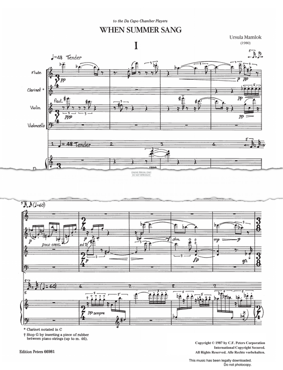 Product gallery: Page 1 of 1 When Summer Sang, Ursula Mamlok