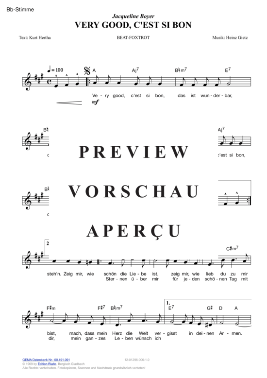 Produktgalerie: Seite 5 von 11 Very good, c'est si bon , Boyer, Jacqueline, (Melodie-Stimmen in C/B/Es)