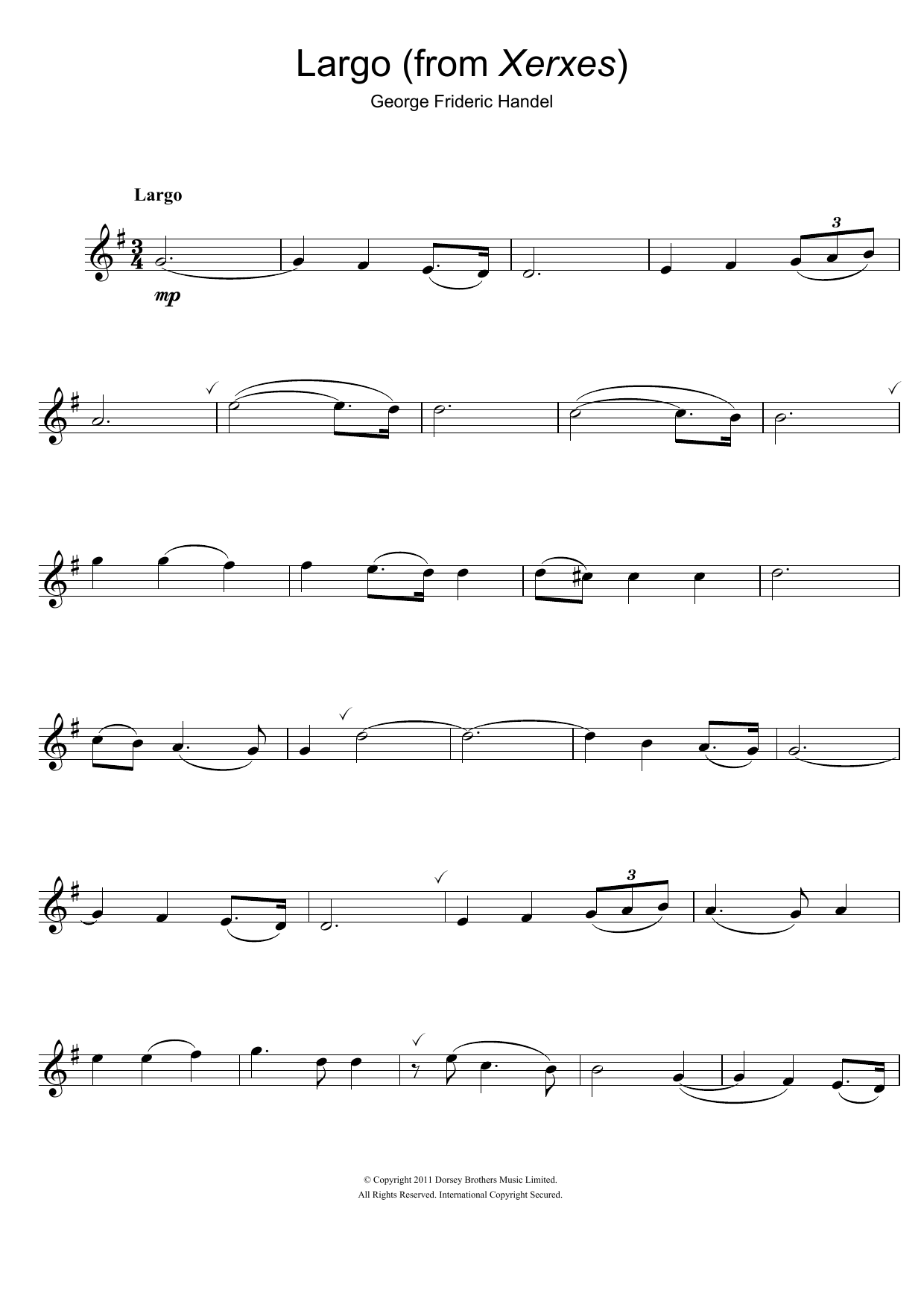 Product gallery: Page 1 of 1 Largo (from Xerxes), George Frideric Handel