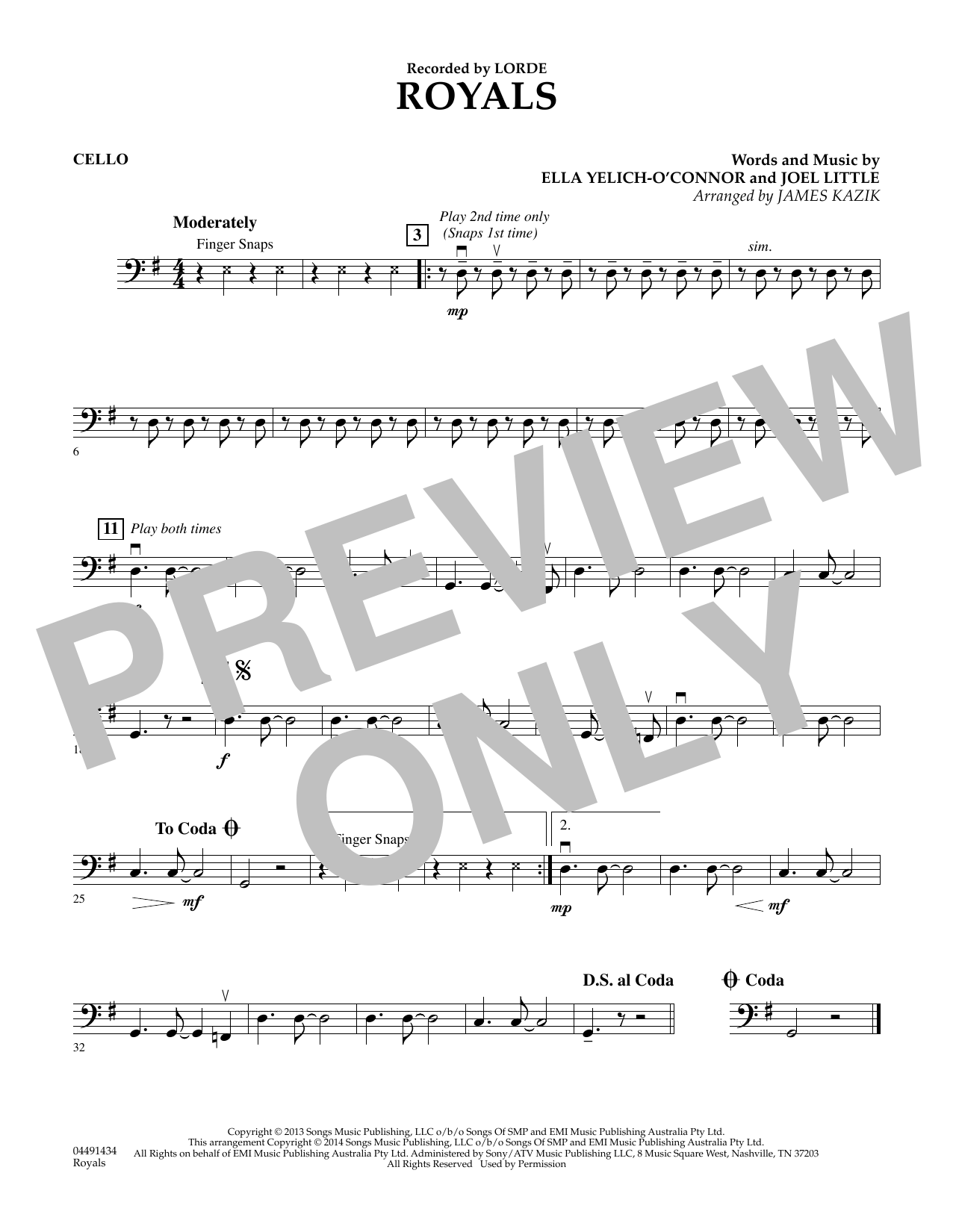 Produktbild zu: Royals - Cello