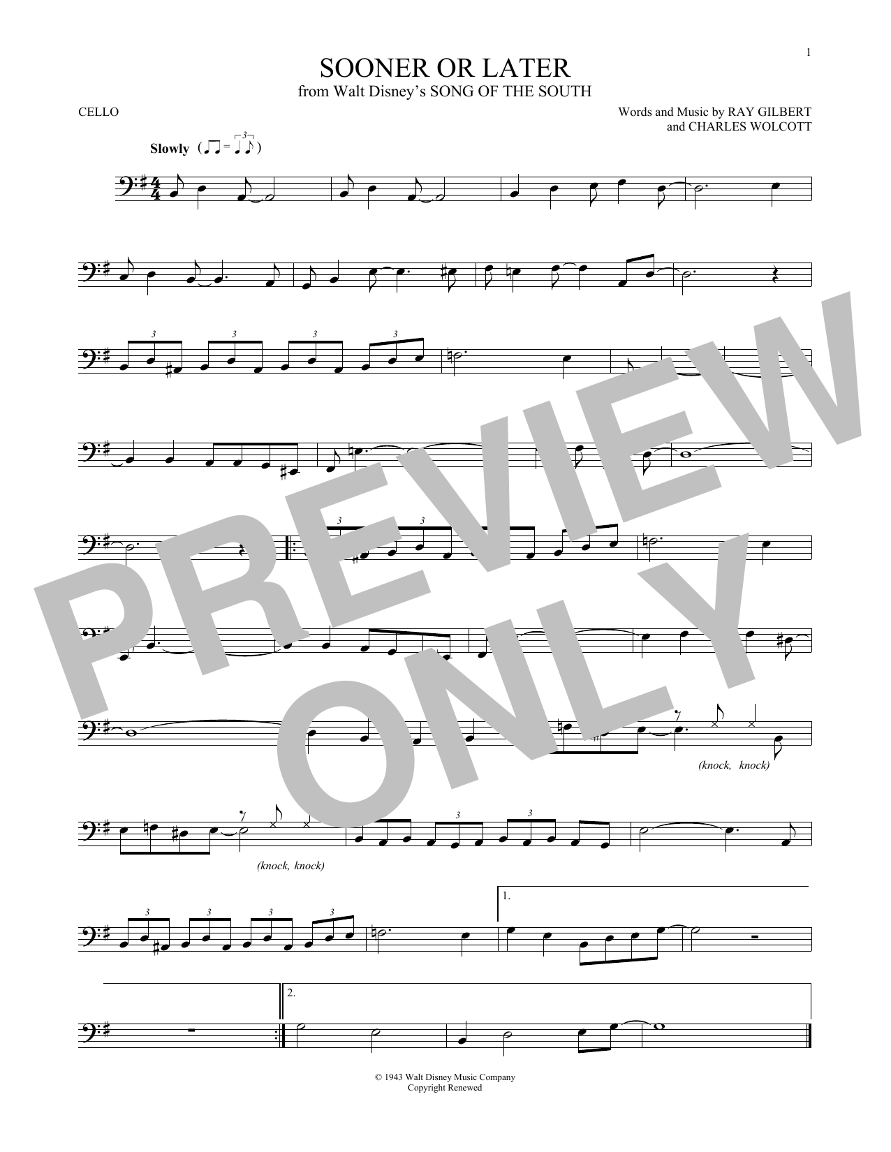 Produktgalerie: Seite 1 von 1 Sooner Or Later, Ray Gilbert & Charles Wolcott, Violoncello