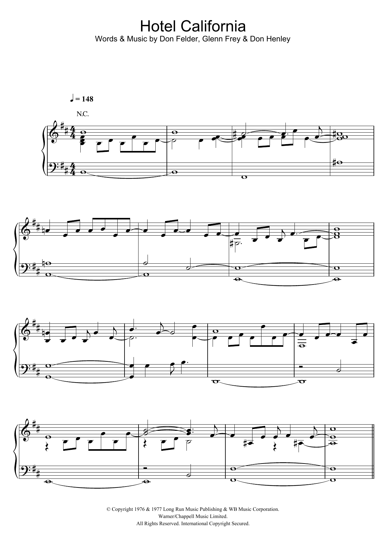 Produktgalerie: Seite 1 von 1 Hotel California, Eagles, Gesang, Gitarre, Klavier
