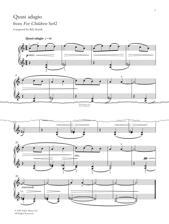 Produktbild zu: Quasi Adagio (from 'For Children' Sz 42)