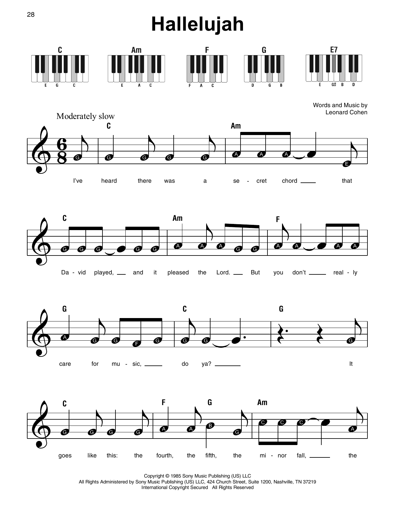 Produktgalerie: Seite 1 von 1 Hallelujah, Leonard Cohen, Klavier