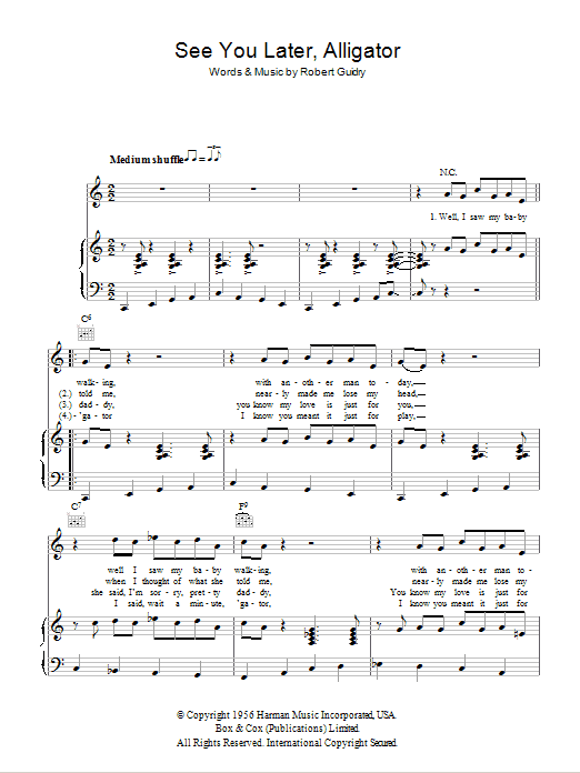Produktgalerie: Seite 1 von 1 See You Later, Alligator, Bill Haley, Gesang, Gitarre, Klavier