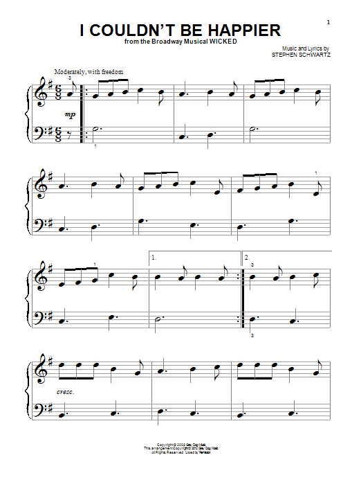 Produktgalerie: Seite 1 von 1 I Couldn't Be Happier (from Wicked), Stephen Schwartz, Klavier