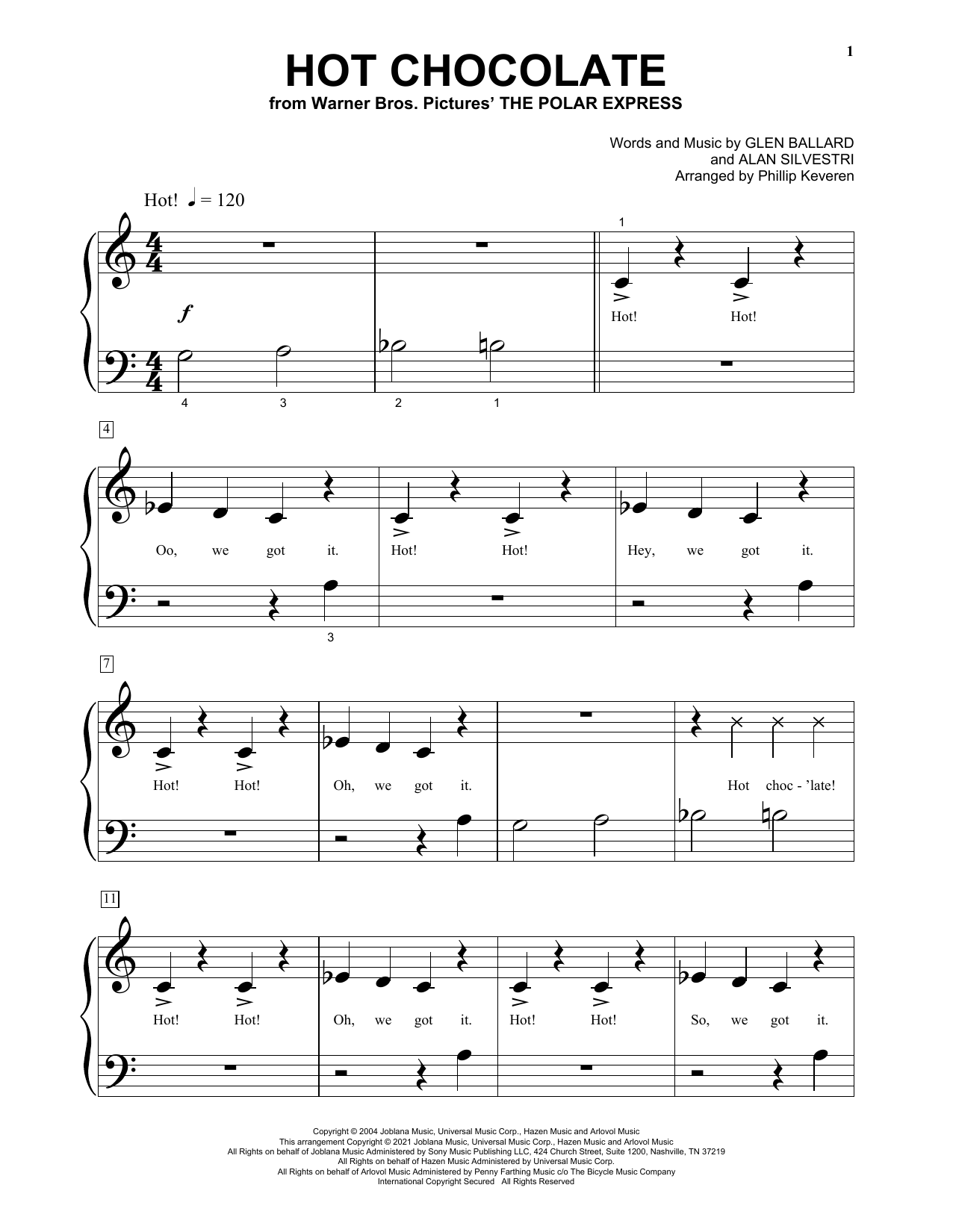 Produktgalerie: Seite 1 von 1 Hot Chocolate (from The Polar Express) (arr. Phillip Keveren), Glen Ballard and Alan Silvestri, Klavier