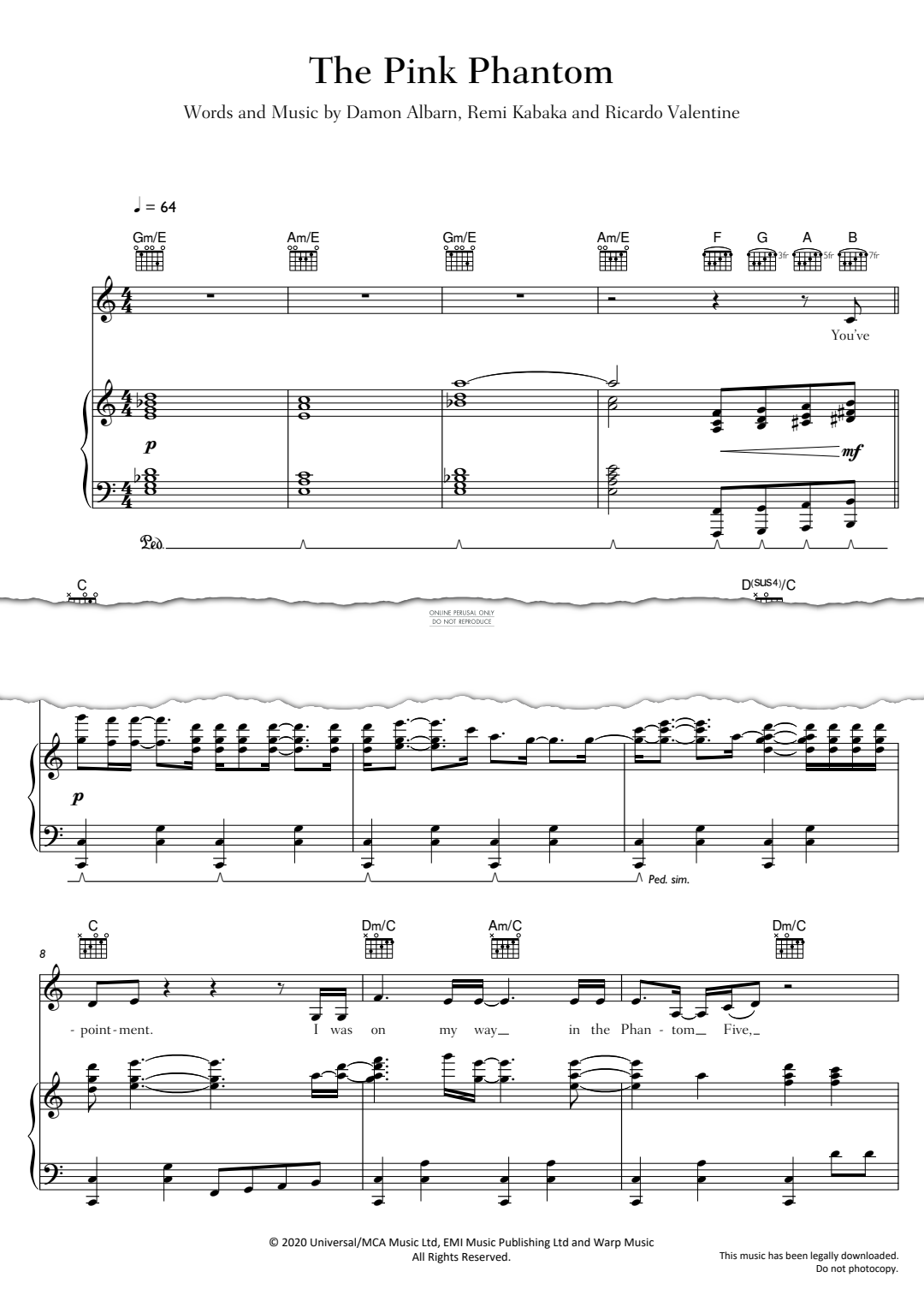 Produktgalerie: Seite 1 von 1 The Pink Phantom, Gorillaz, Gesang, Gitarre, Klavier