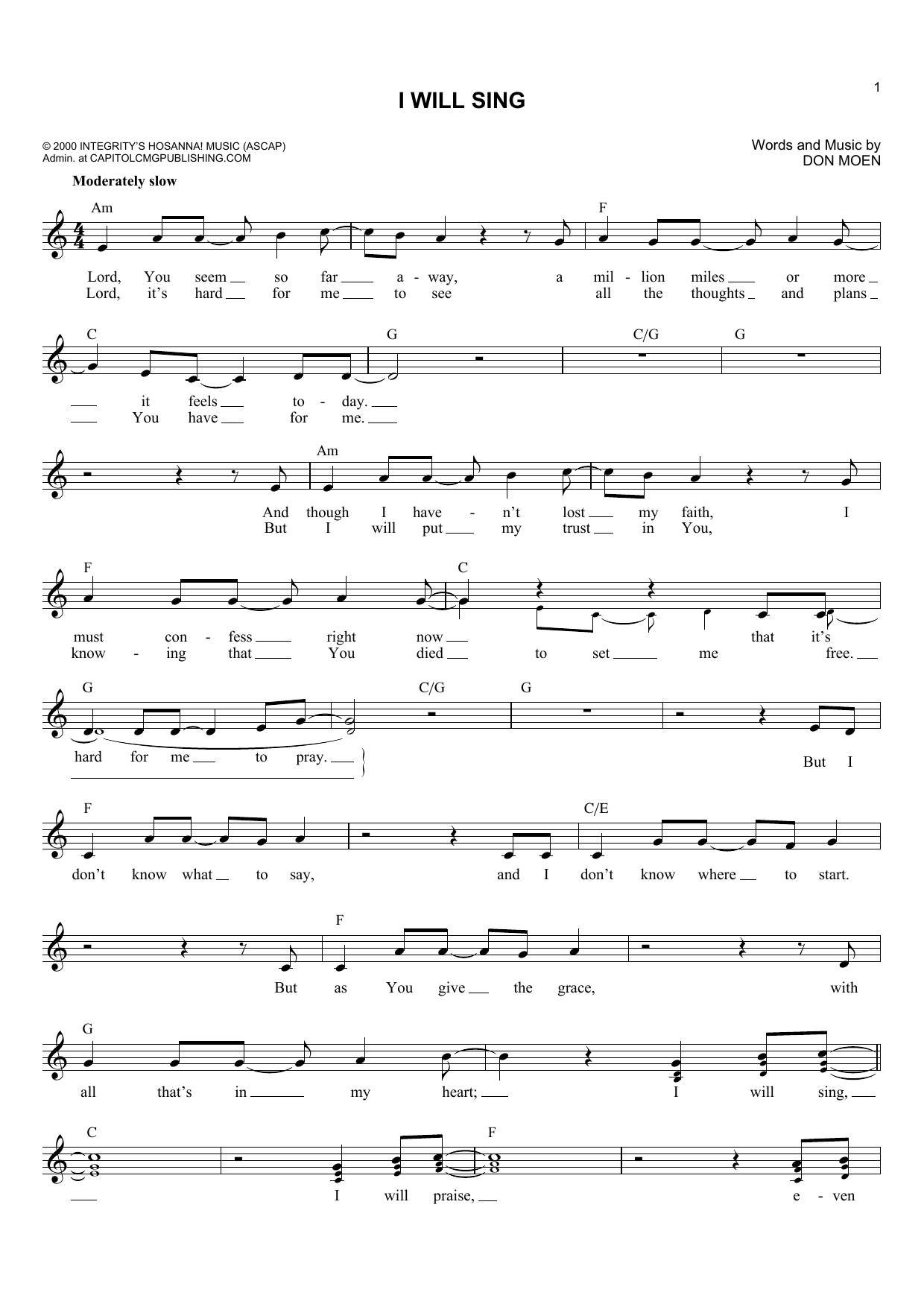 Produktbild zu: I Will Sing