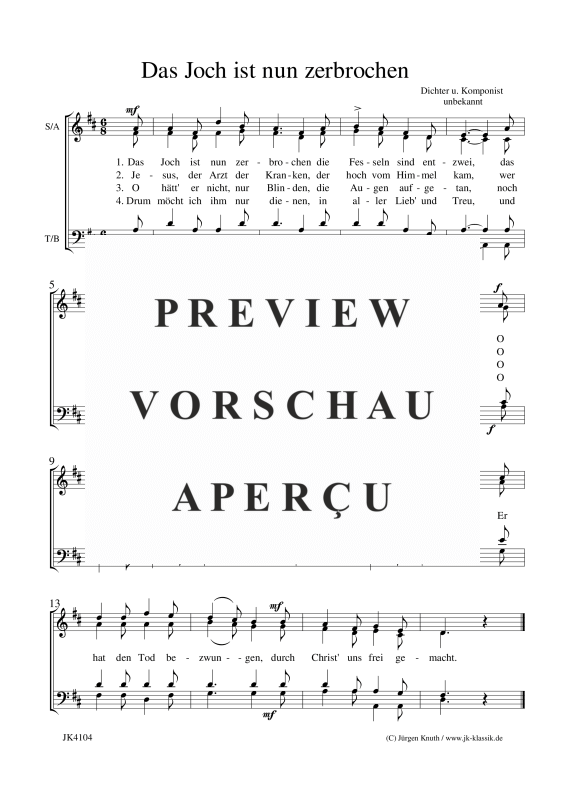 Produktbild zu:  Das Joch ist nun zerbrochen (4 Strophen Ausgabe) -
