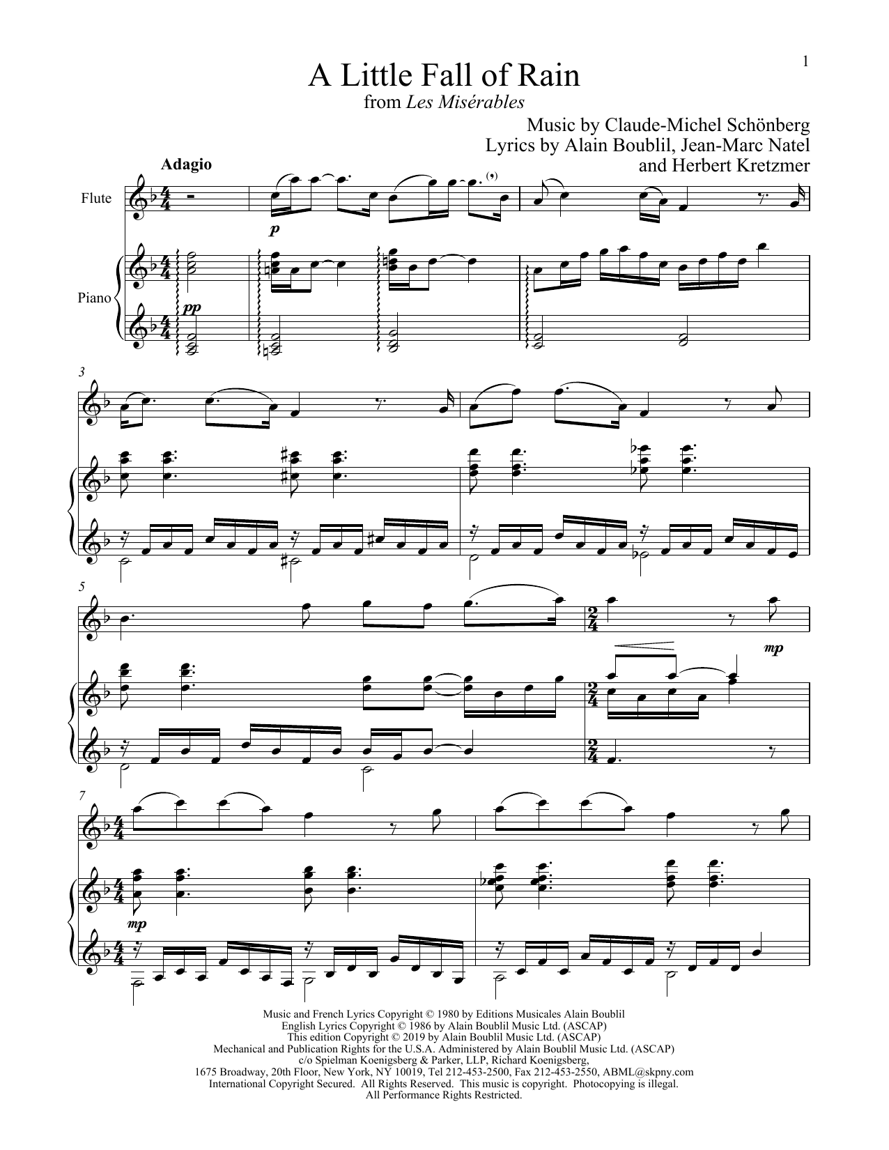 Product picture to: A Little Fall Of Rain (from Les Miserables)